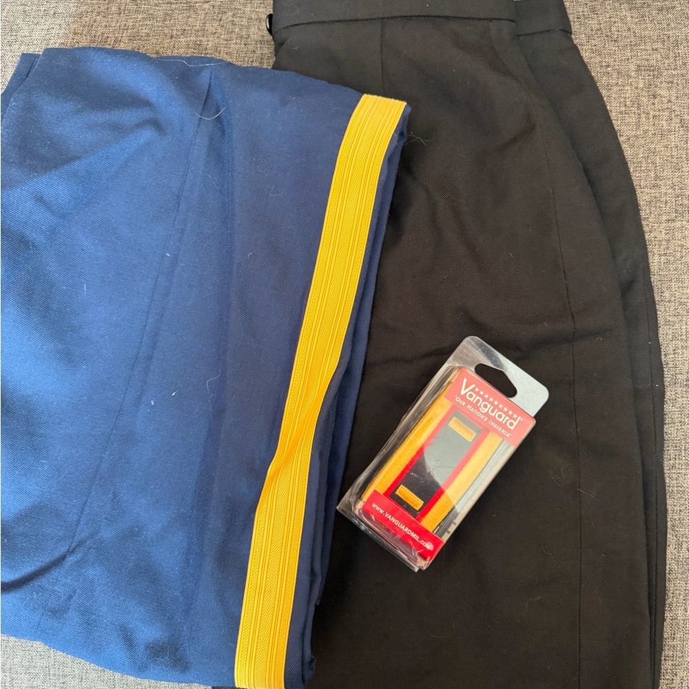 U.S. Army Blue and Black Uniform with Gold Stripe